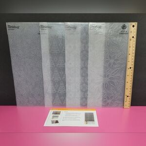 Anna Griffin 12" Christmas Celebrations Embossing Folders.  Set Of 4.